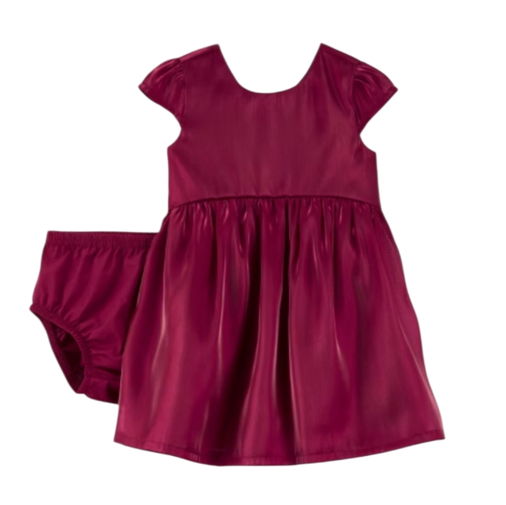 Cat & Jack Maroon Baby Dress with Cap Sleeves - NWT